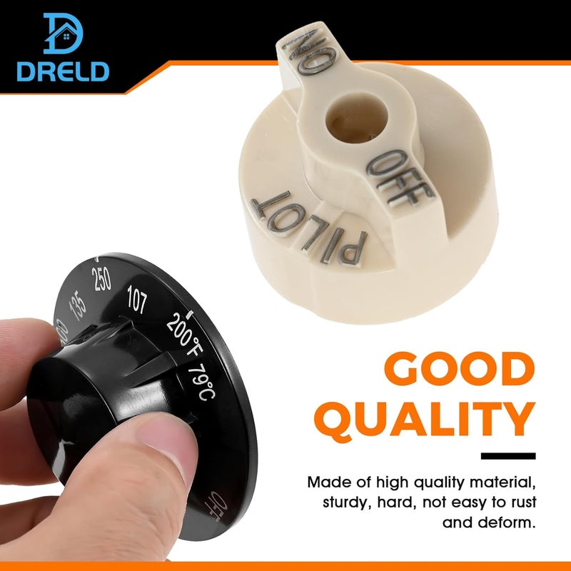 DRELD Temperature Control Valve Beige Pilot Dial Knob and 200-400°F Thermostat Dial Knob for Fryers, Range, Braising (Pack of 2) - Image 5